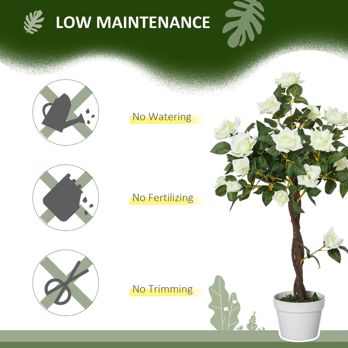 3FT White Rose Artificial Plant In Pot, Fake Plant For Indoor Decor, White Artificial Trees at Gallery Canada