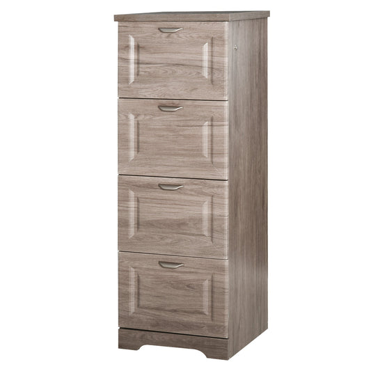 4 Drawer Vertical File Cabinets Freestanding Enclosed Storage Cabinet with File Hanging, Grey - Gallery Canada