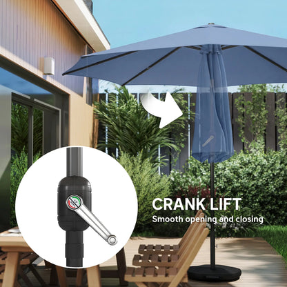 10' x 10' Round Market Umbrella, With Base, Sandbag, Crank Handle, Tilt, Blue Sun Umbrellas at Gallery Canada