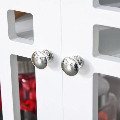 Modern Storage Cabinet with Fretwork Doors, Shelf, White Storage Cabinets at Gallery Canada