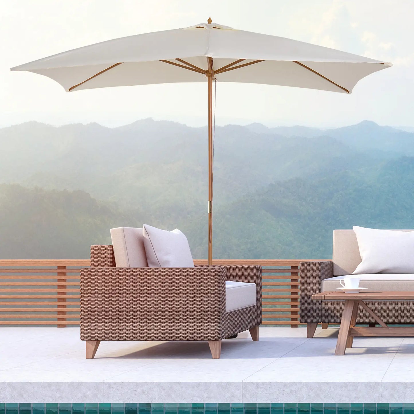 Patio Sun Umbrella, Rectangle, Cream White Sun Umbrellas at Gallery Canada