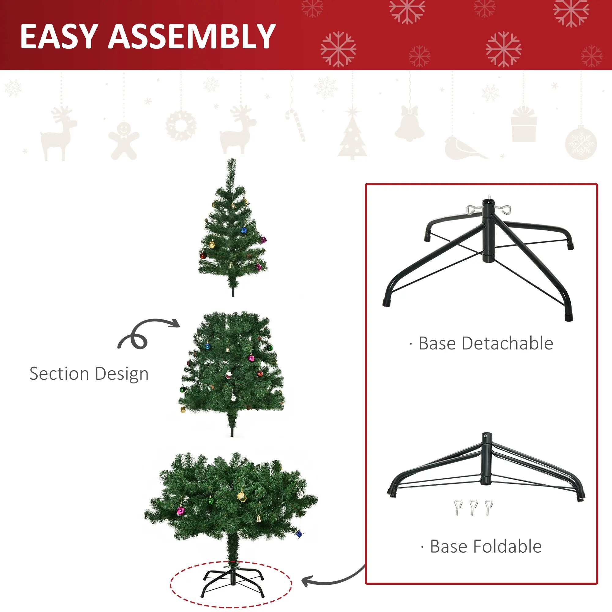 6ft Artificial Christmas Tree, Holiday Party Decor with Ornaments, Green Artificial Christmas Trees at Gallery Canada