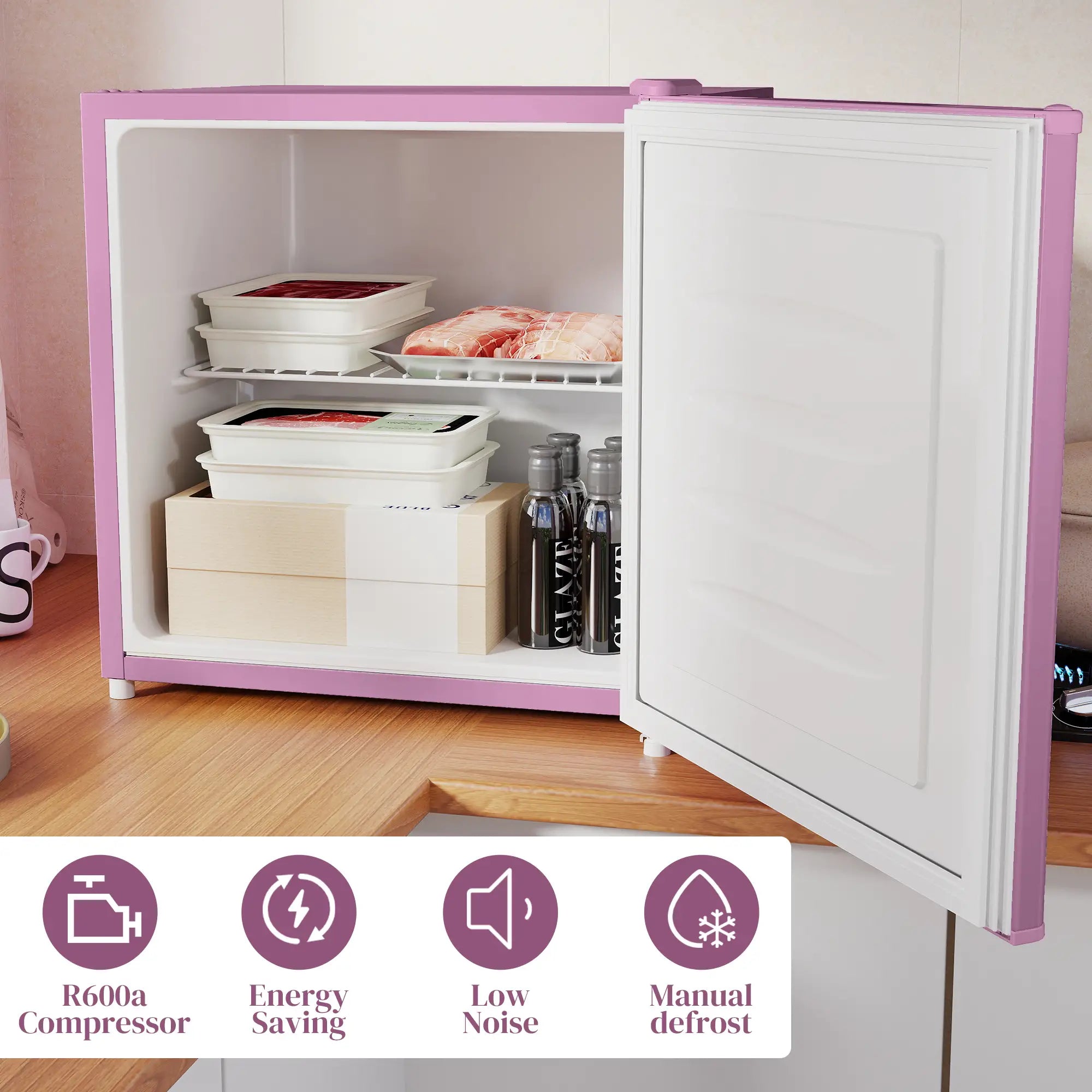 1.1 Cu. Ft. Mini Freezer, Compact Upright, Reversible Door, Pink Small Kitchen Appliances at Gallery Canada