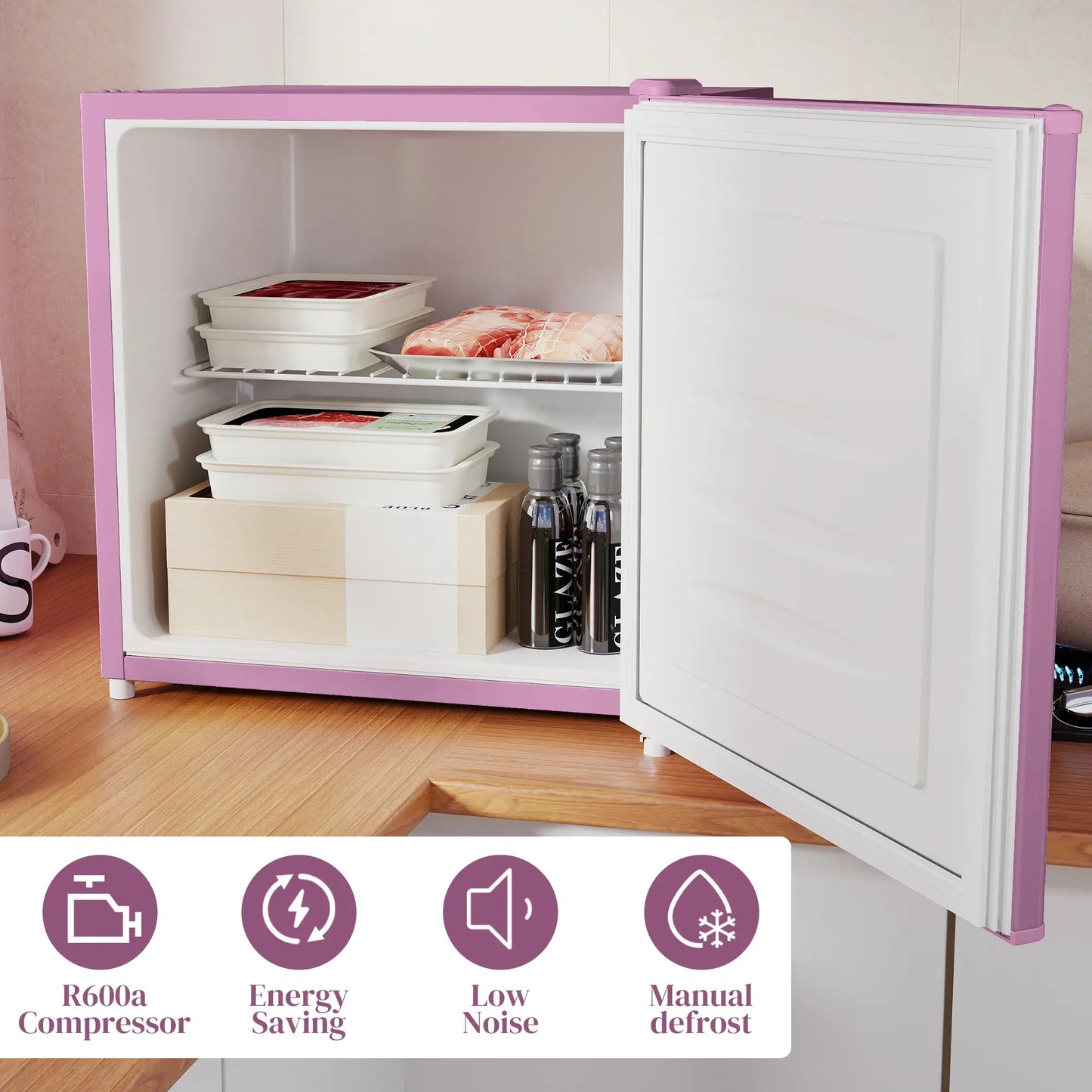 1.1 Cu. Ft. Mini Freezer, Compact Upright, Reversible Door, Pink Small Kitchen Appliances at Gallery Canada