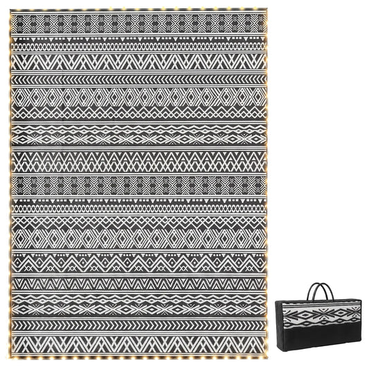 Reversible Outdoor Rug With USB Lights, 12' x 9', Carry Bag For Camping Outdoor Reversible Rugs Black, White at Gallery Canada