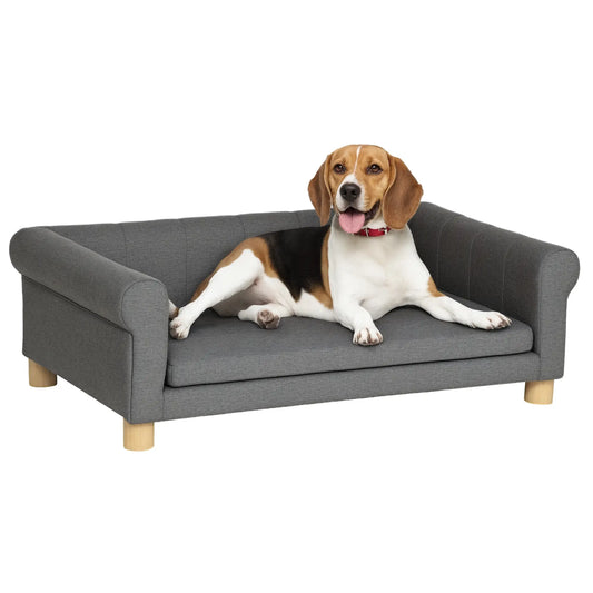 Modern Pet Sofa, Medium Large Dog Bed, Removable Cushion, Dark Grey Dog Sofas Dark Grey at Gallery Canada