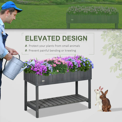 43.25" x 18" x 30" Raised Garden Bed, Wooden Plant Stand, Dark Grey Elevated Garden Beds at Gallery Canada