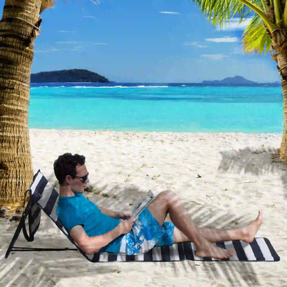 Foldable Lounge Chairs Set, Adjustable Backrest, Blue White Beach Accessories at Gallery Canada