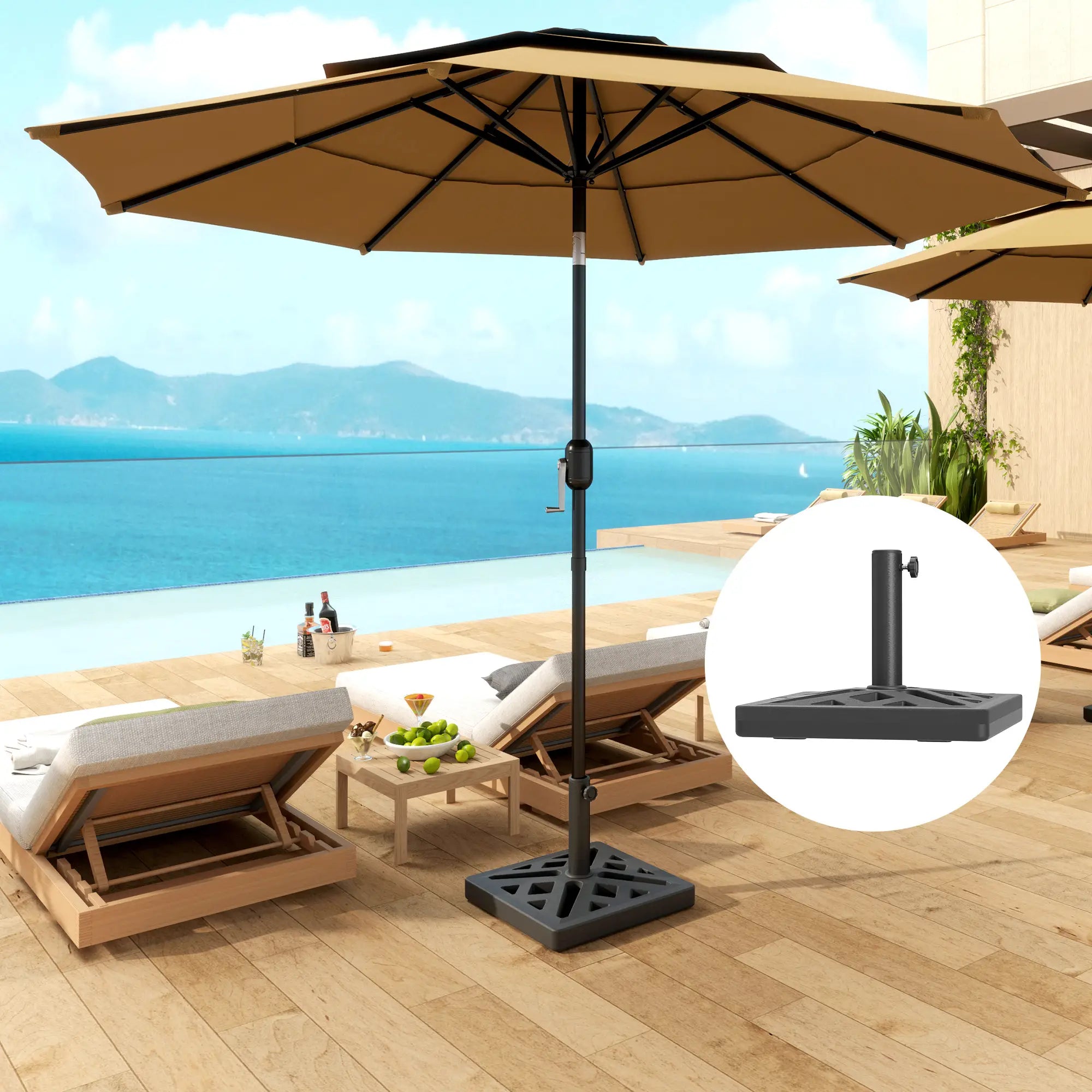 Umbrella Base, 33lbs HDPE Outdoor Stand with Cut-Out Design Umbrella Bases at Gallery Canada