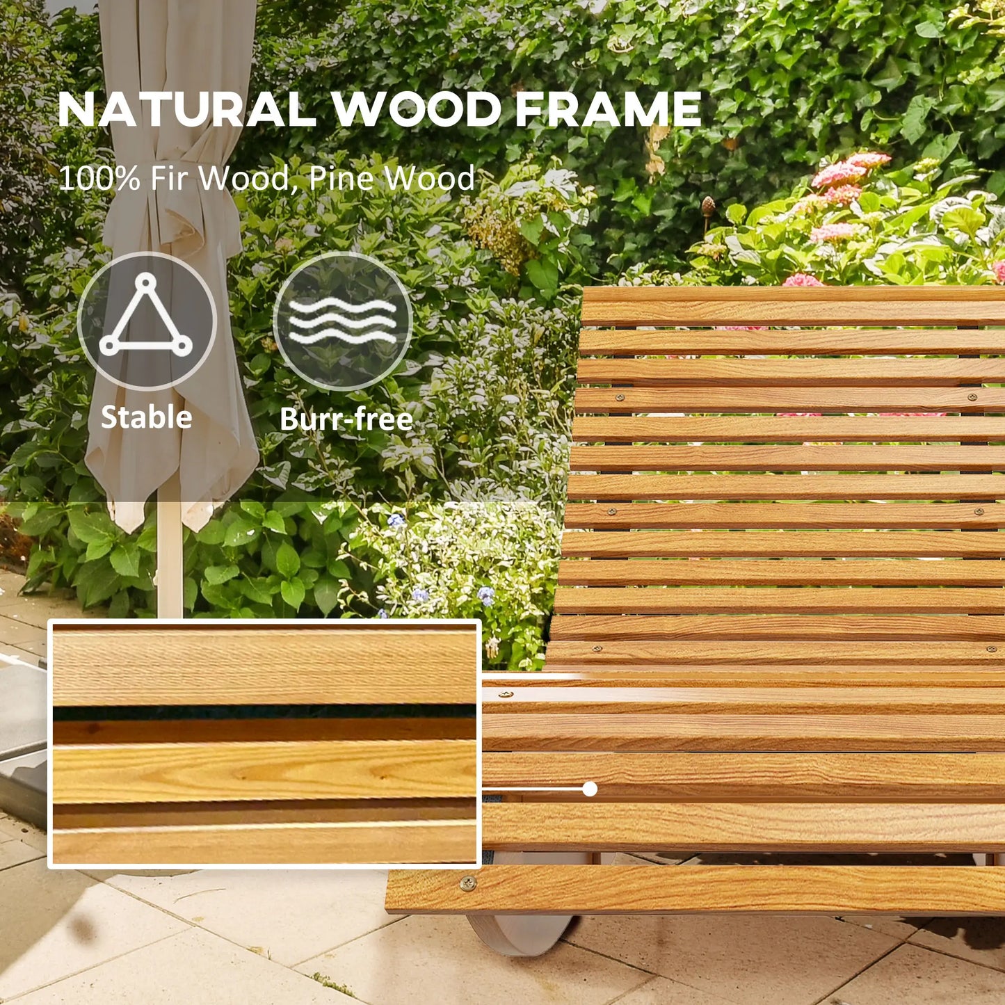 Outdoor Rocking Chair, Wooden Slatted Seat, 51.2" x 23.6" x 23.6", Teak Outdoor Rocking Chairs at Gallery Canada