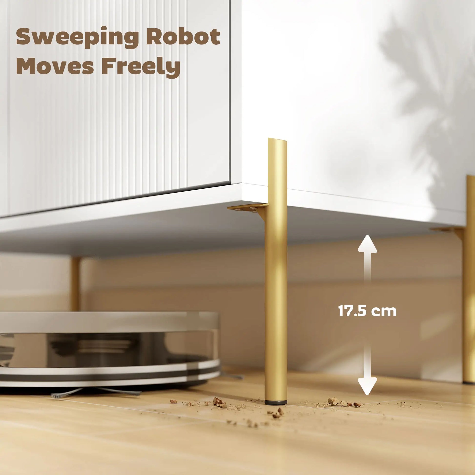 Buffet Cabinet, Modern Sideboard with 3 Drawers and 2 Shelves, White Storage Cabinets at Gallery Canada