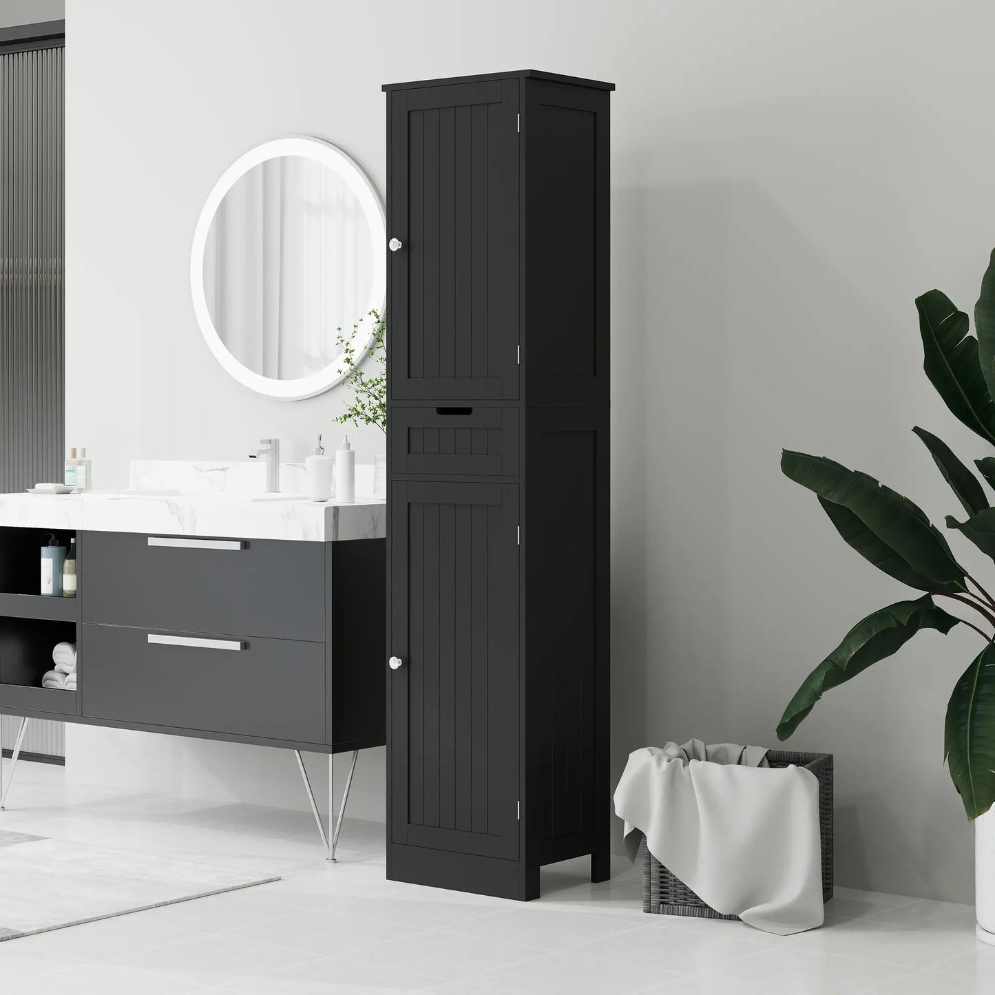 Freestanding Bathroom Cabinet, Drawer and 2 Doors, Tall Cupboard Bathroom Cabinets at Gallery Canada