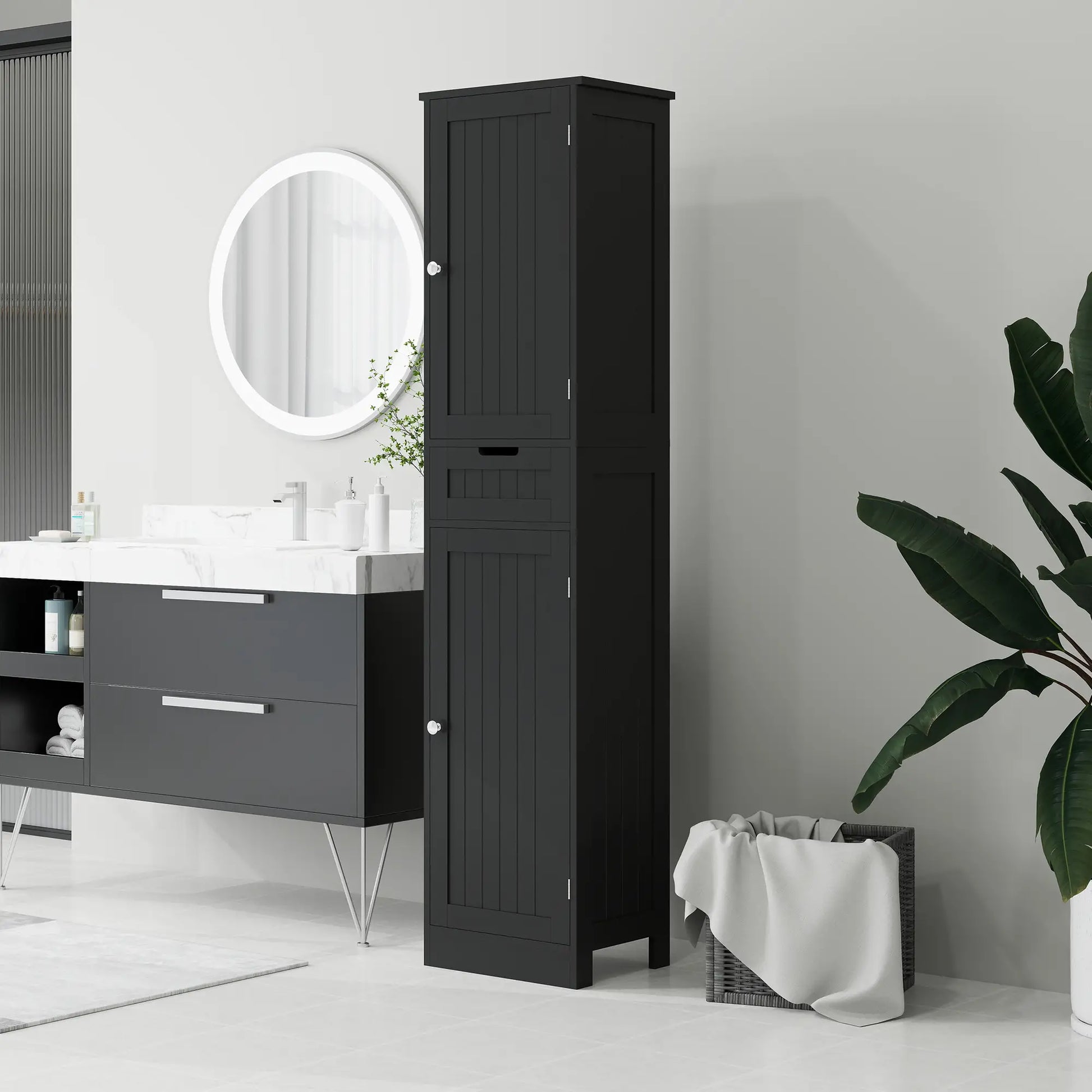Freestanding Bathroom Cabinet, Drawer and 2 Doors, Tall Cupboard Bathroom Cabinets at Gallery Canada