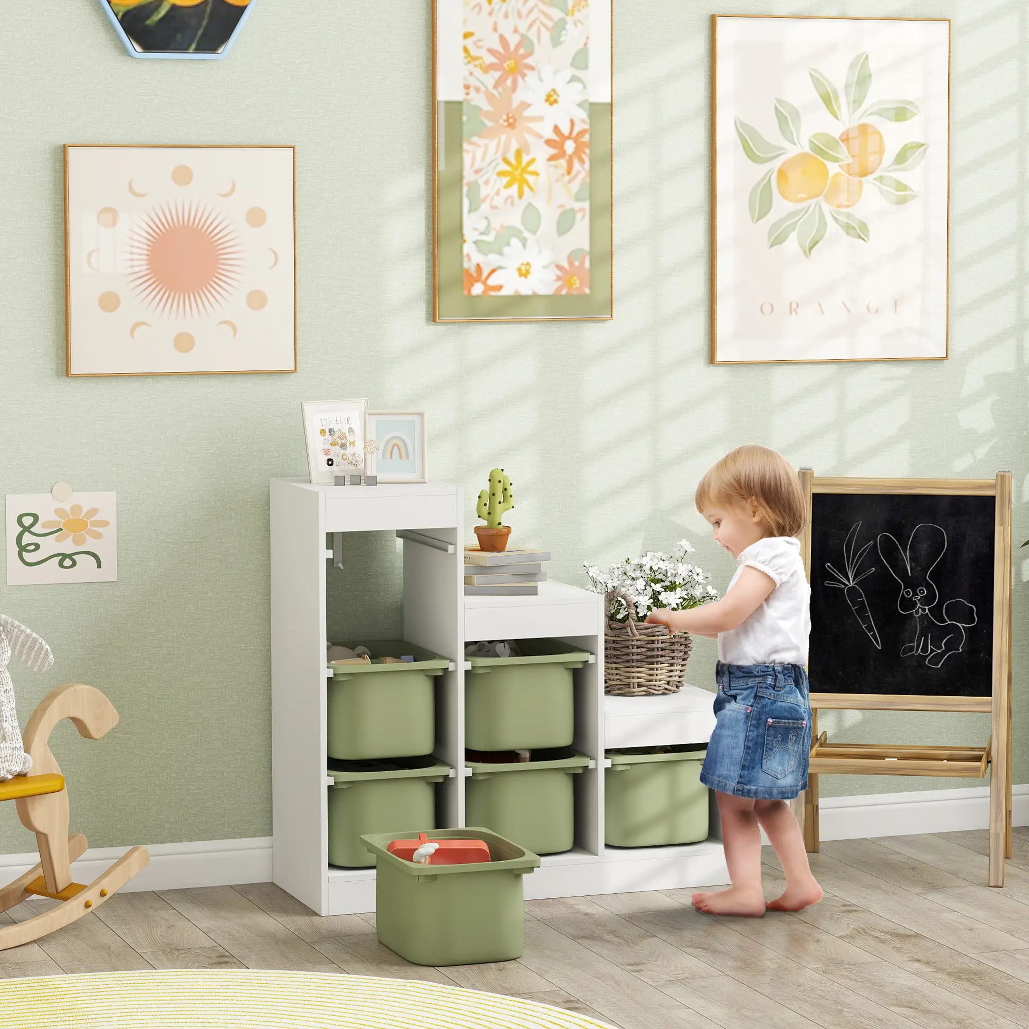 3 Layers Toy Storage Organizer, 6 Plastic Bins, Green Baby & Kids Storage at Gallery Canada