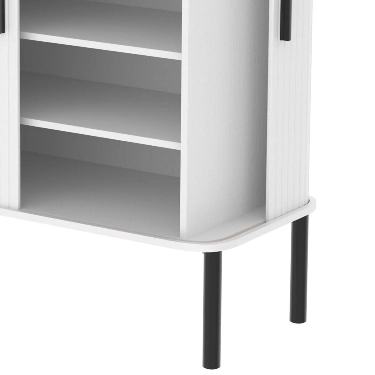 Shoe Cabinet Adjustable Shelves Side Cubbies Tambour Door, White