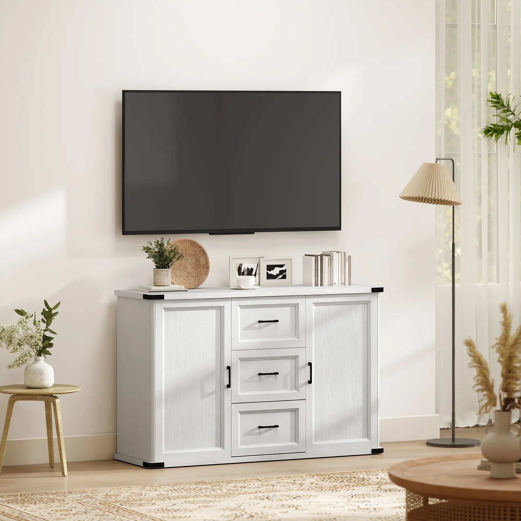 Sideboard With 3 Drawers, 2 Doors, 47