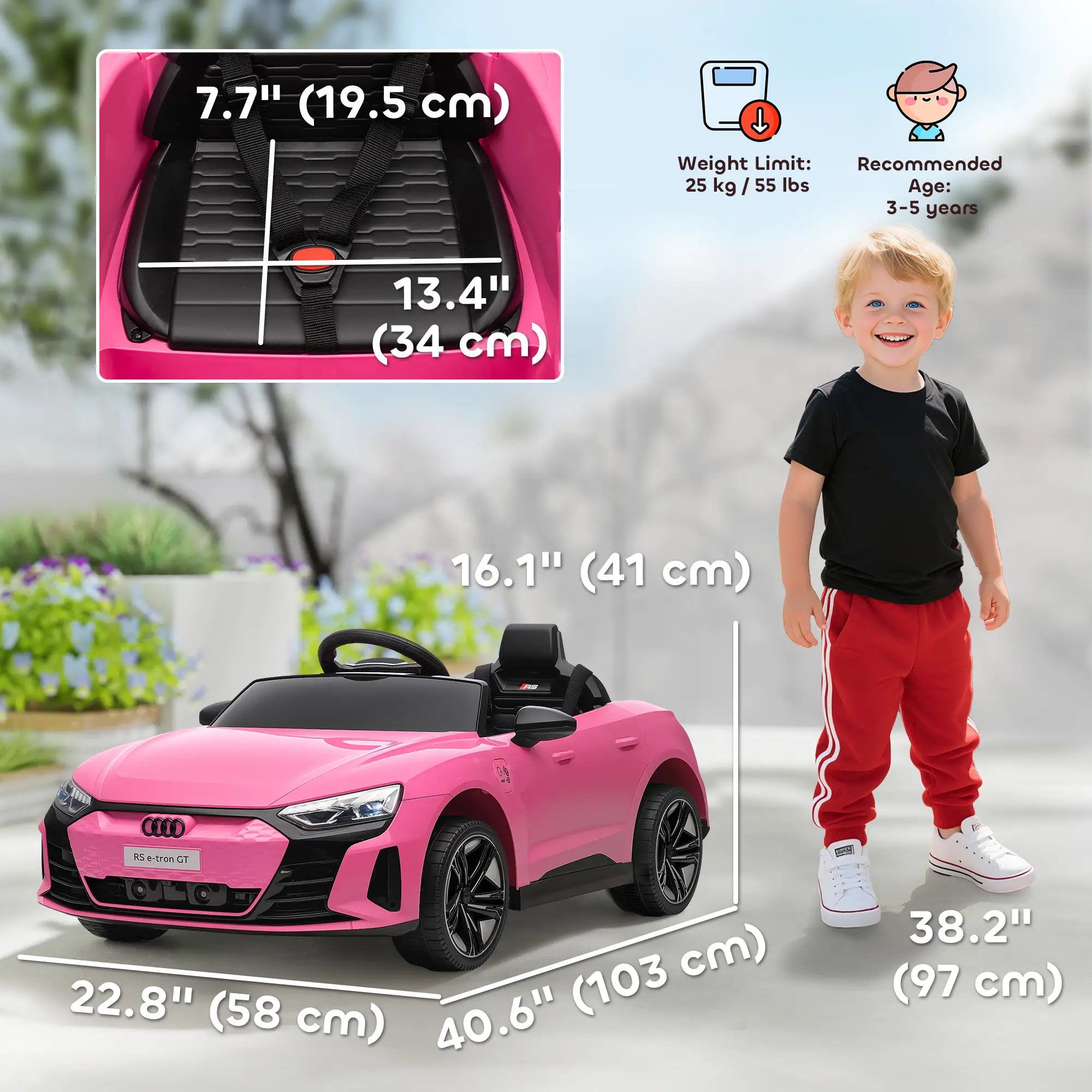 12V Ride-On Car with Remote Control, 3.1 MPH, Pink Electric Toy Cars at Gallery Canada