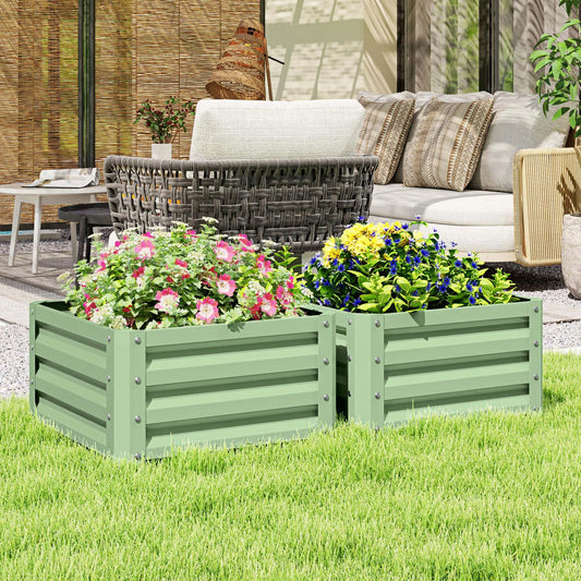 2' x 2' x 1' Raised Garden Bed, Galvanised Steel Frame, Light Green Raised Garden Beds Light Green at Gallery Canada