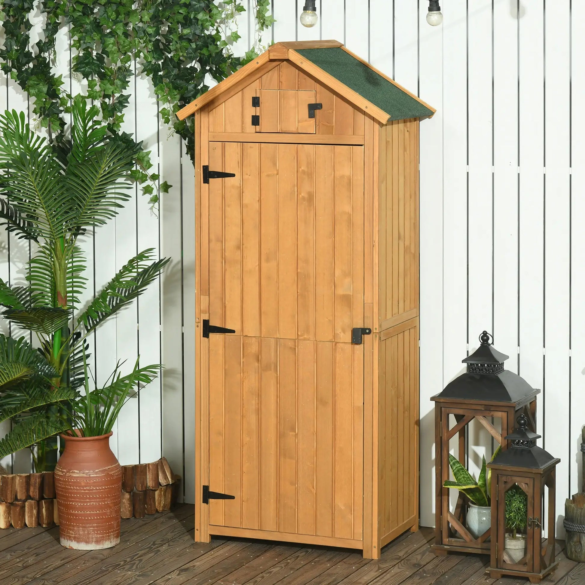 30" x 21" x 71" Garden Storage Shed, Outdoor Tool House, 3 Tier Shelves, Brown Sheds at Gallery Canada