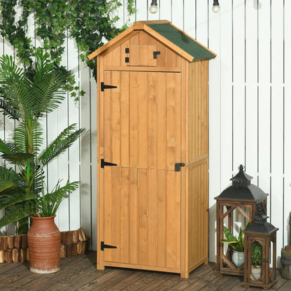 30" x 21" x 71" Garden Storage Shed, Outdoor Tool House, 3 Tier Shelves, Brown Sheds at Gallery Canada