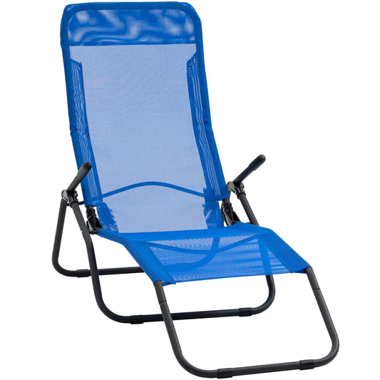 Foldable Patio Lounge Chair, Outdoor Beach Lounger, Breathable Mesh, Zero Gravity, Reclining, Blue Lounger Chairs Blue and Black at Gallery Canada