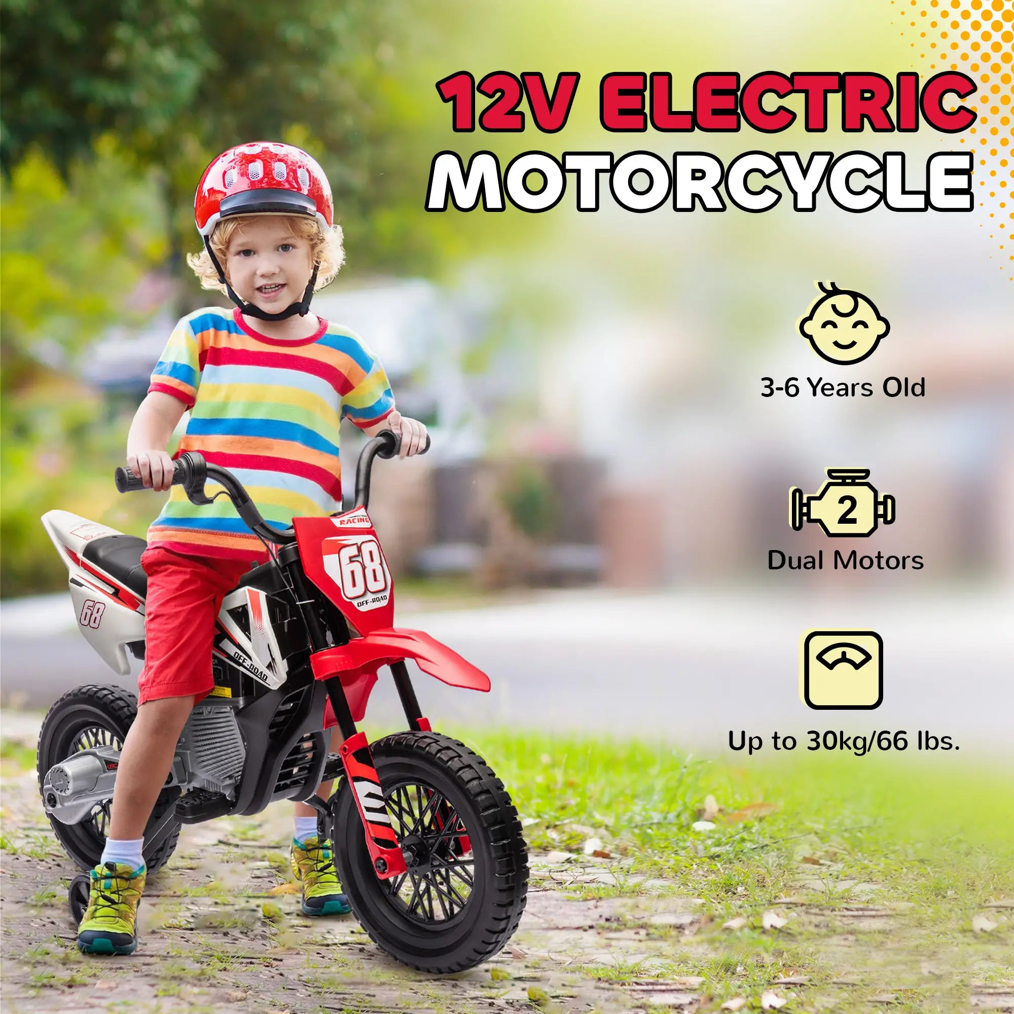 12V Kids Dirt Bike, Electric Motorcycle, Red Electric Motorcycles at Gallery Canada