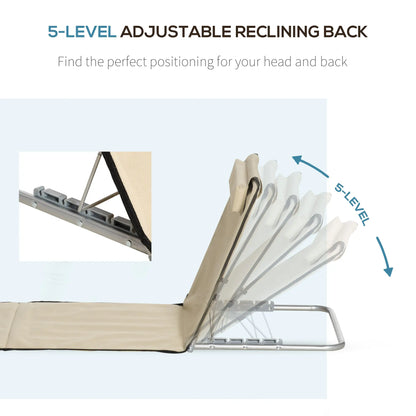 Beach Lounge Chair Set, 2 Pieces, Folding Chaise, Beige Beach Accessories at Gallery Canada