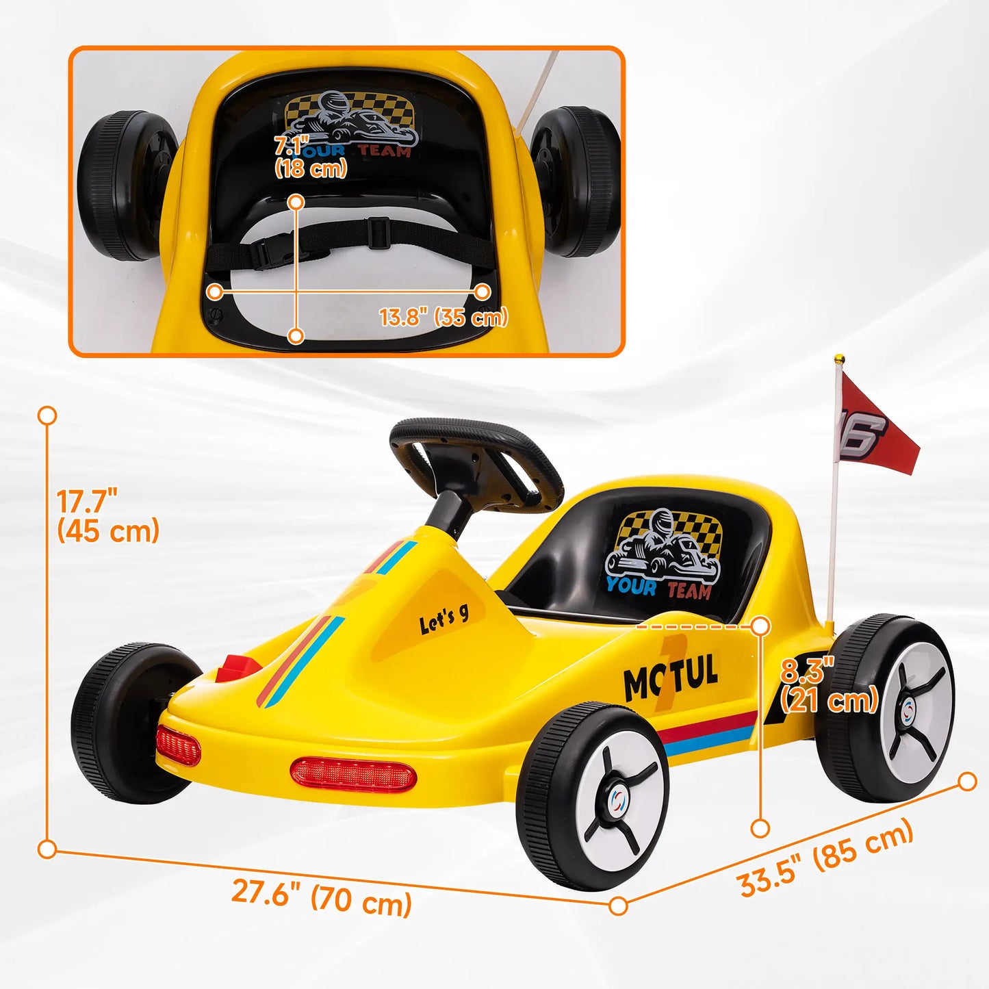 6V Electric Go Kart for Kids, with Music Light Horn, Yellow Electric Ride On Toys at Gallery Canada