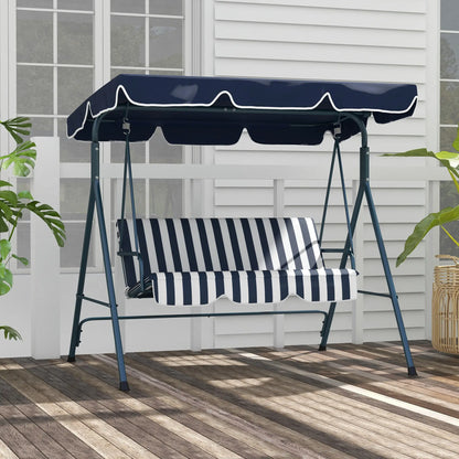 3-Seater Outdoor Porch Swing, Adjustable Canopy, and White, Blue Patio Swings with Stand at Gallery Canada