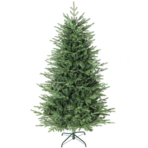 6 ft Artificial Christmas Tree, Dense Realistic Branches, Full Ponderosa Fir, Hinged, Easy Assembly