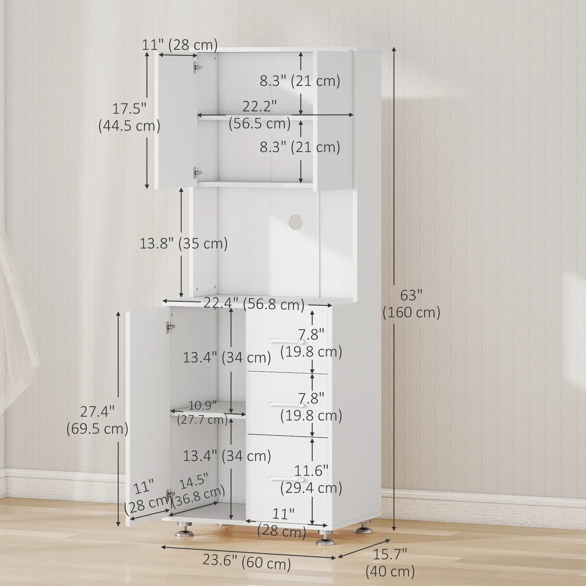 Modern Kitchen Cupboard, Storage Cabinet Hutch, 2 Cabinets, 3 Drawers, White Kitchen Pantry Cabinets at Gallery Canada