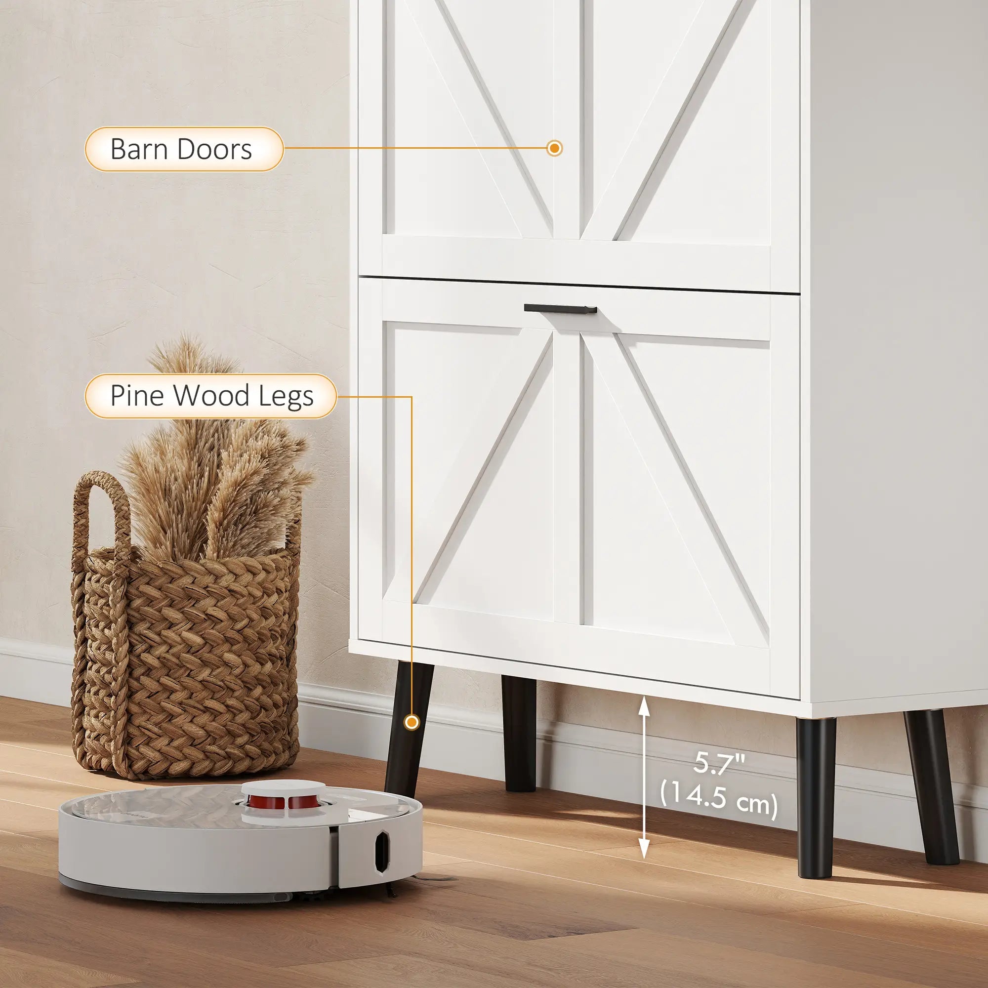 Shoe Storage Cabinet With 2 Flip Drawers, Farmhouse Narrow, White Shoe Storage Cabinets & Racks at Gallery Canada