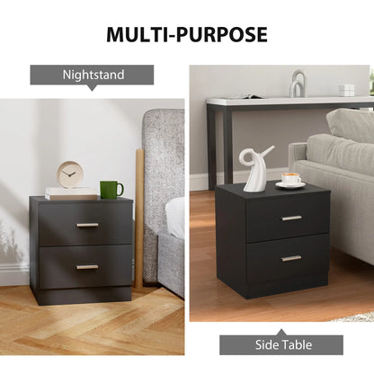 Modern Bedside Table, 2 Drawers, Nightstand for Bedroom, Black Bedside Tables at Gallery Canada