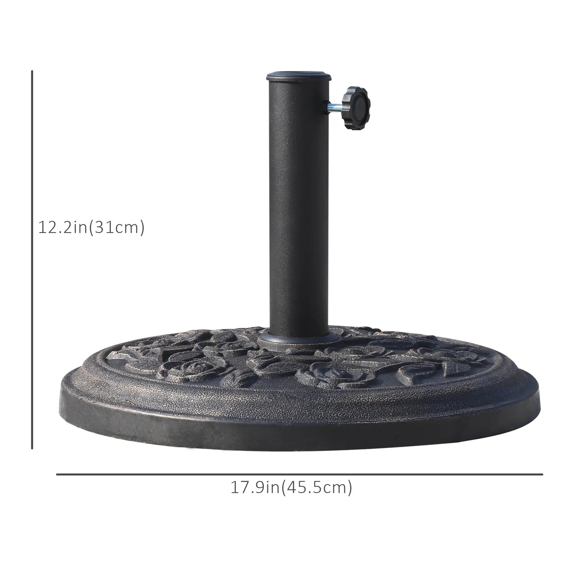 18” Round Patio Umbrella Base, Cast Stone Resin, Bronze Umbrella Bases at Gallery Canada