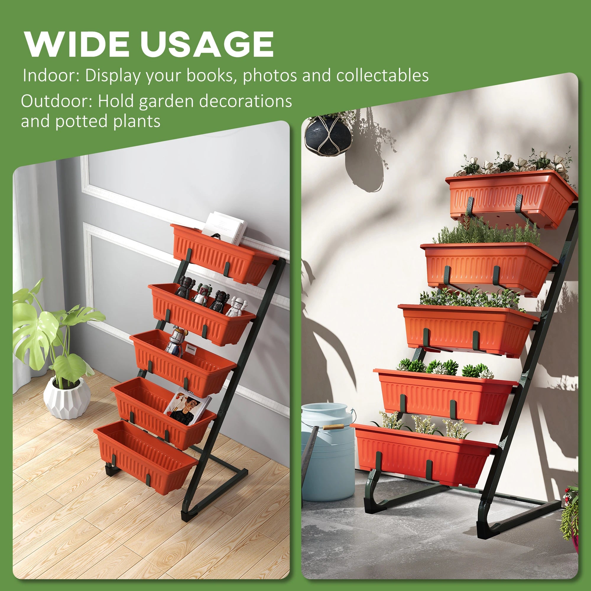 5-Tier Vertical Garden Planter, 5 Container Boxes, Outdoor Plant Stand, Red Plant Stands at Gallery Canada