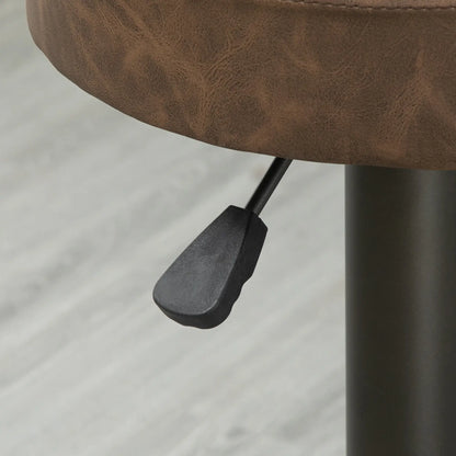 Adjustable Bar Stools Set of 2, Swivel with Footrest, PU Leather, Brown Bar Stools at Gallery Canada