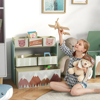 Toy Organizer With 6 Storage Bins, 25" x 12" x 26", Green Baby & Kids Storage at Gallery Canada