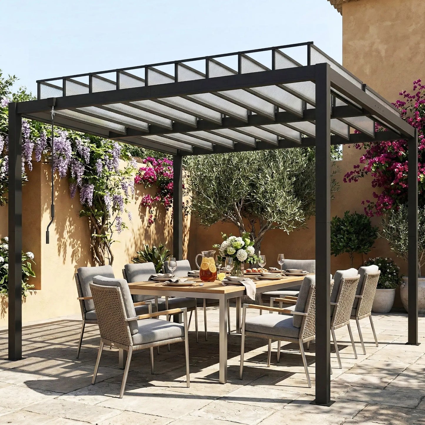 9.5 X 10 Ft Aluminum Louvered Pergola With Clear PC Roof, Clear Pergolas at Gallery Canada
