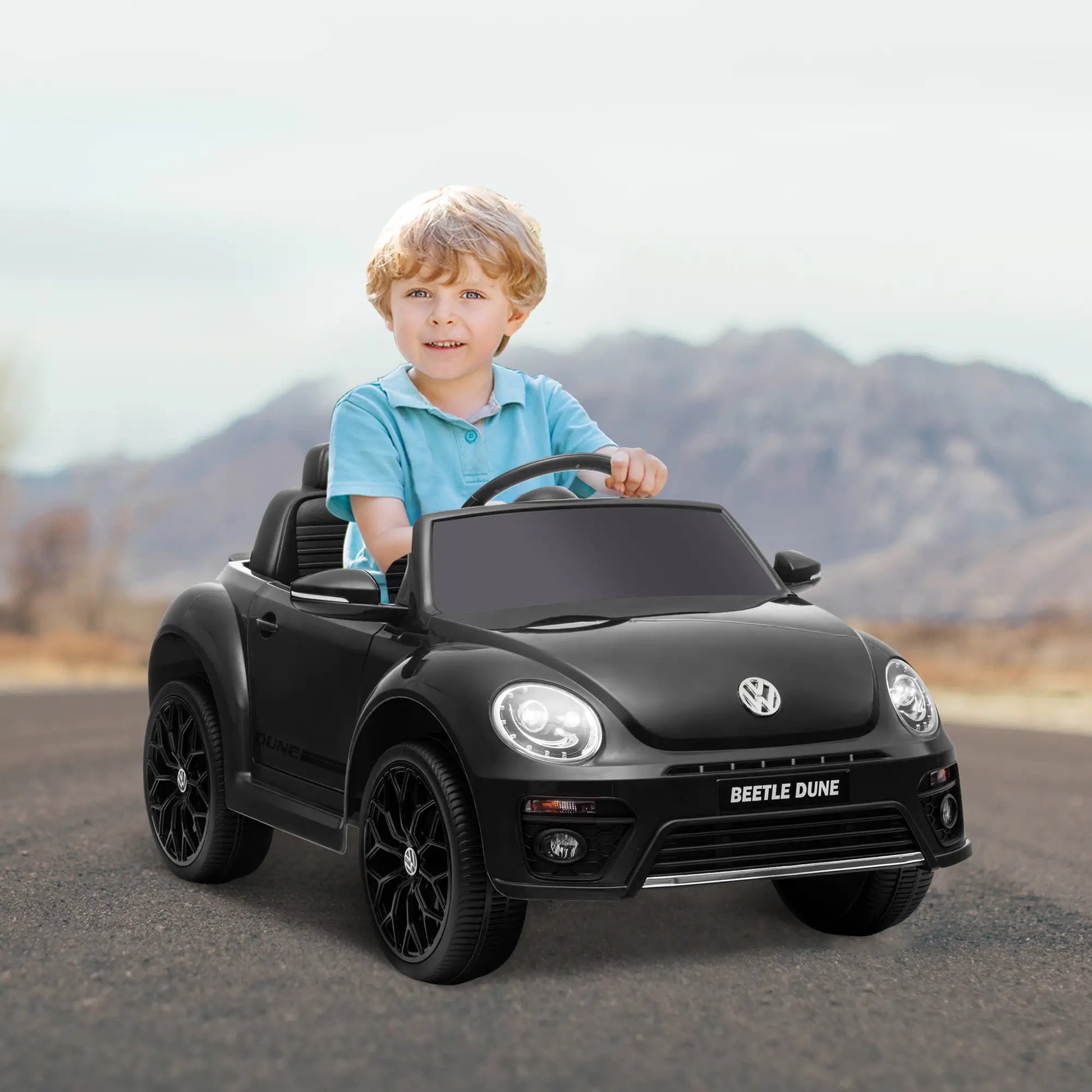 Volkswagen Beetle Licensed 12V Electric Car, Remote Control, Black Electric Toy Cars at Gallery Canada