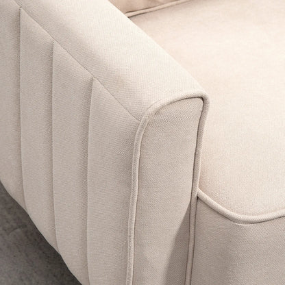 Linen Loveseat Sofa, 2 Seater with Thick Padded Seat, Beige 2-Seater Sofas at Gallery Canada