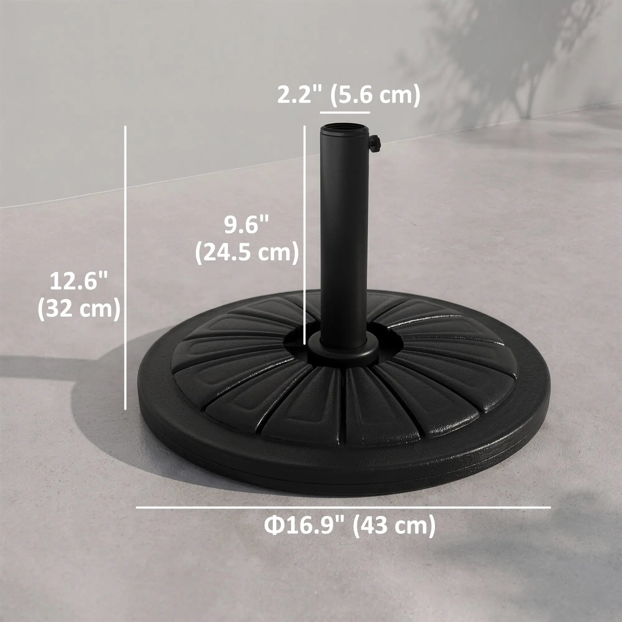 Heavy Duty Concrete Umbrella Base, Steel Pole, Round Parasol Stand, Black Umbrella Bases at Gallery Canada
