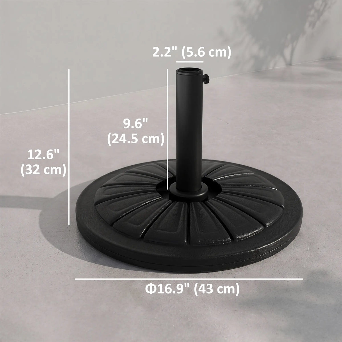 Heavy Duty Concrete Umbrella Base, Steel Pole, Round Parasol Stand, Black Umbrella Bases at Gallery Canada