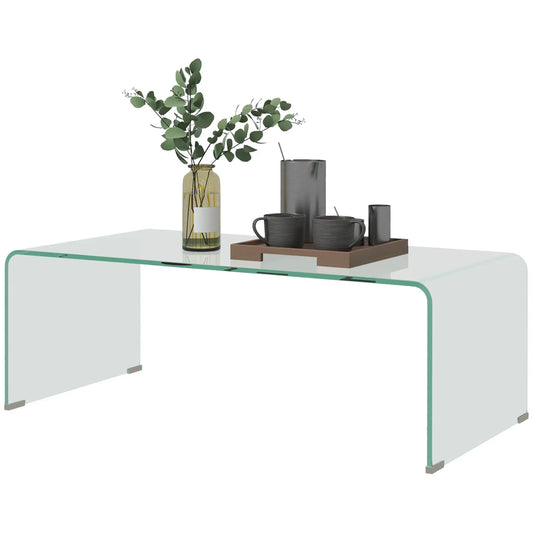 Clear Glass Coffee Table, Modern Rectangle Living Room Center Table, Safe Rounded Edges Coffee Tables Clear at Gallery Canada