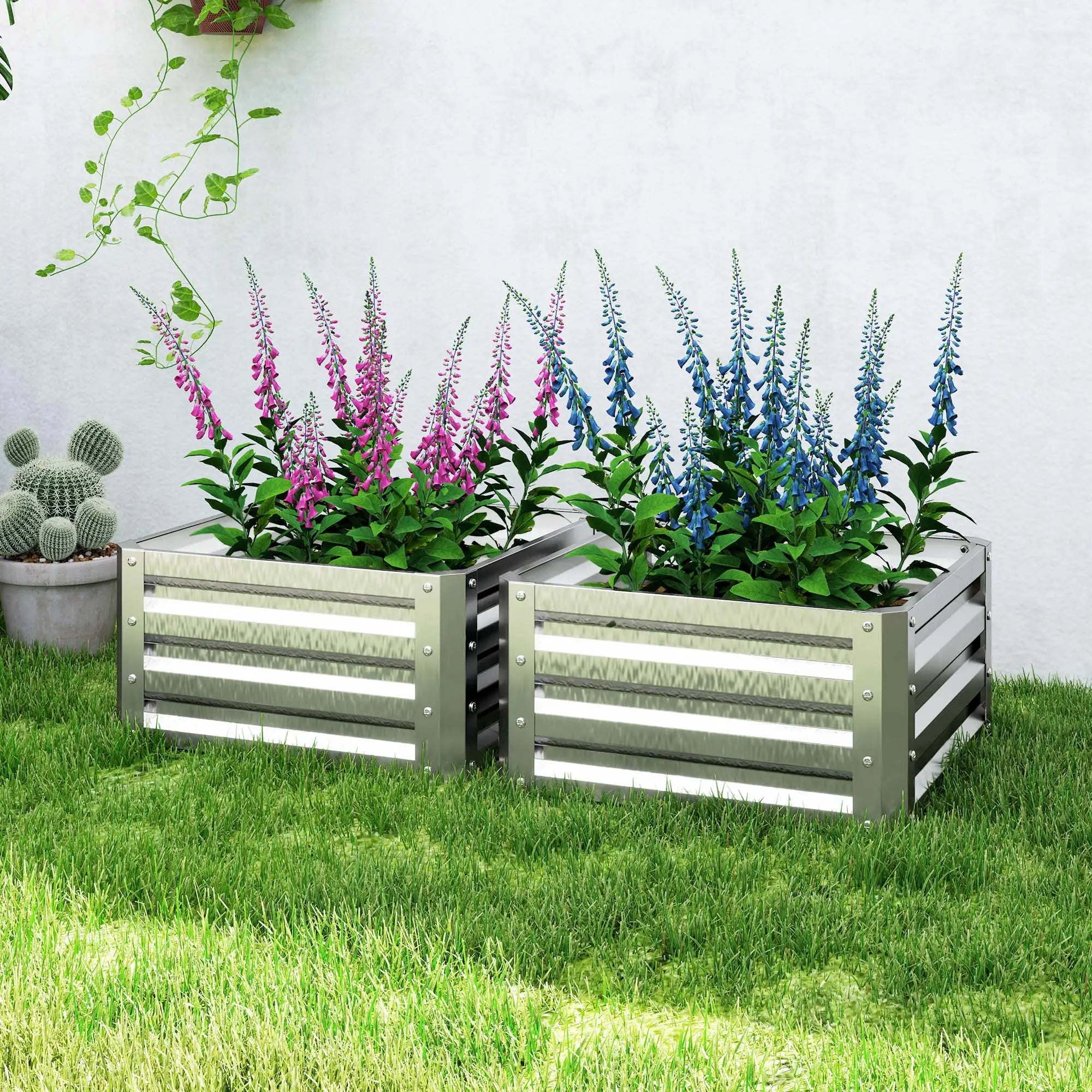 2' x 2' x 1' Raised Garden Bed, Galvanised Steel Frame, Vegetables, Flowers, Herbs, Silver Raised Garden Beds at Gallery Canada