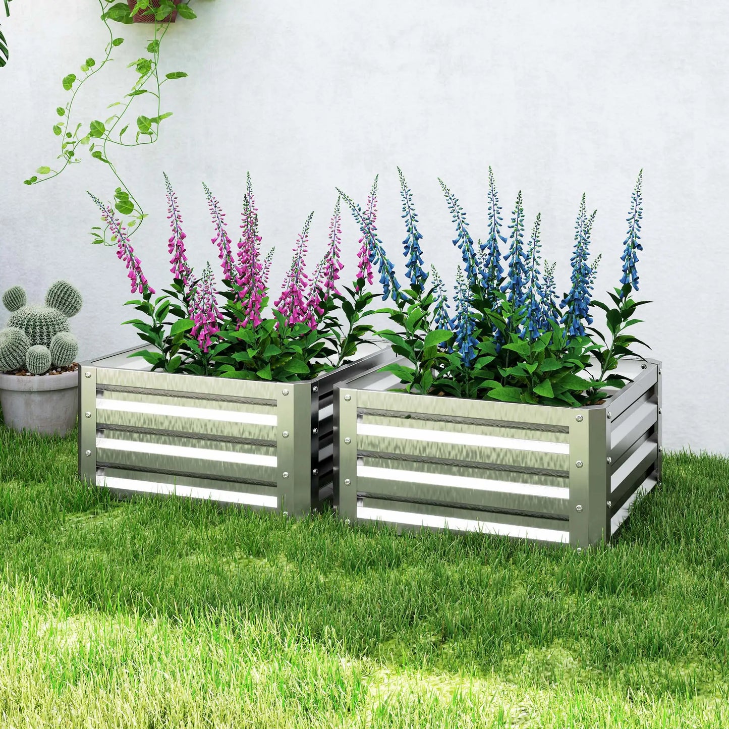 2' x 2' x 1' Raised Garden Bed, Galvanised Steel Frame, Vegetables, Flowers, Herbs, Silver Raised Garden Beds at Gallery Canada