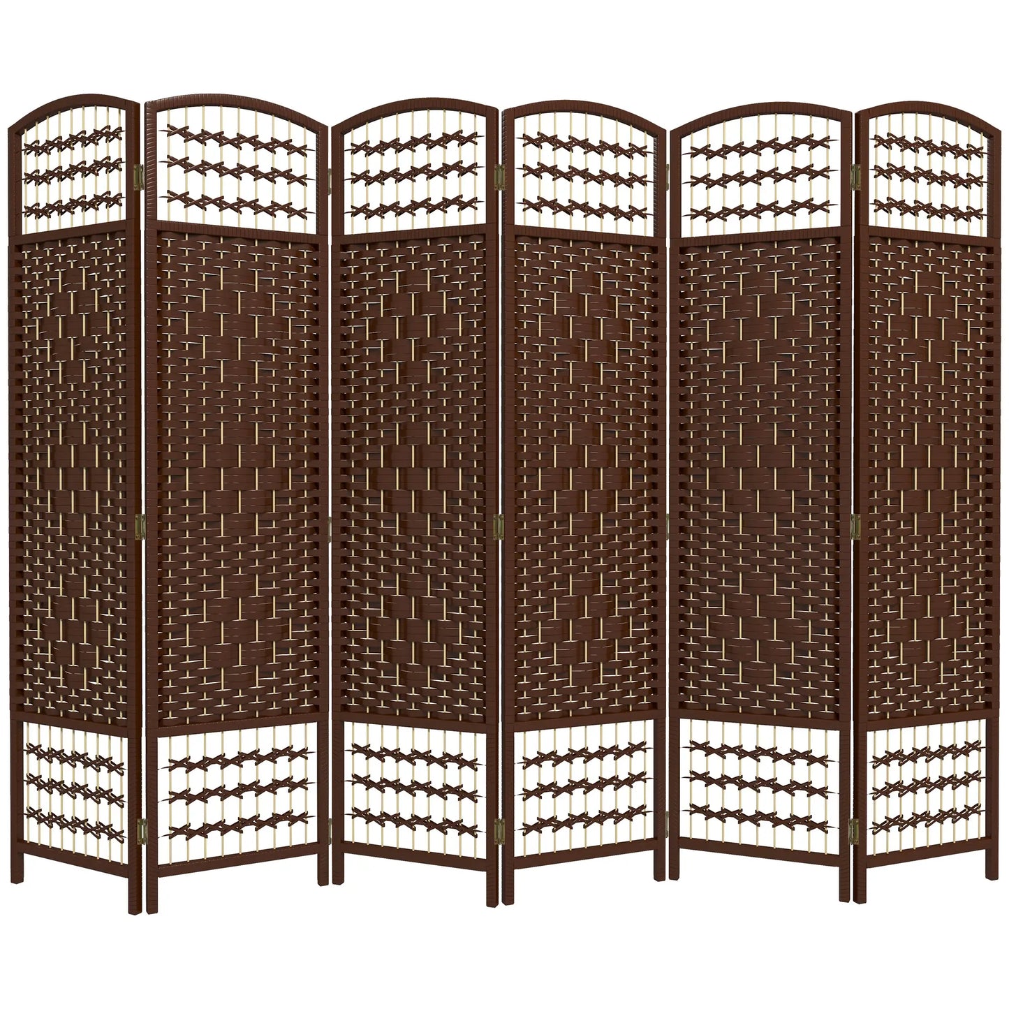 6 Panel Folding Room Divider, Portable Privacy Screen, Brown Room Dividers Brown at Gallery Canada