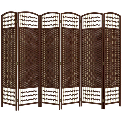 6 Panel Folding Room Divider, Portable Privacy Screen, Brown Room Dividers Brown at Gallery Canada