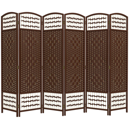 6 Panel Folding Room Divider, Portable Privacy Screen, Brown Room Dividers Brown at Gallery Canada