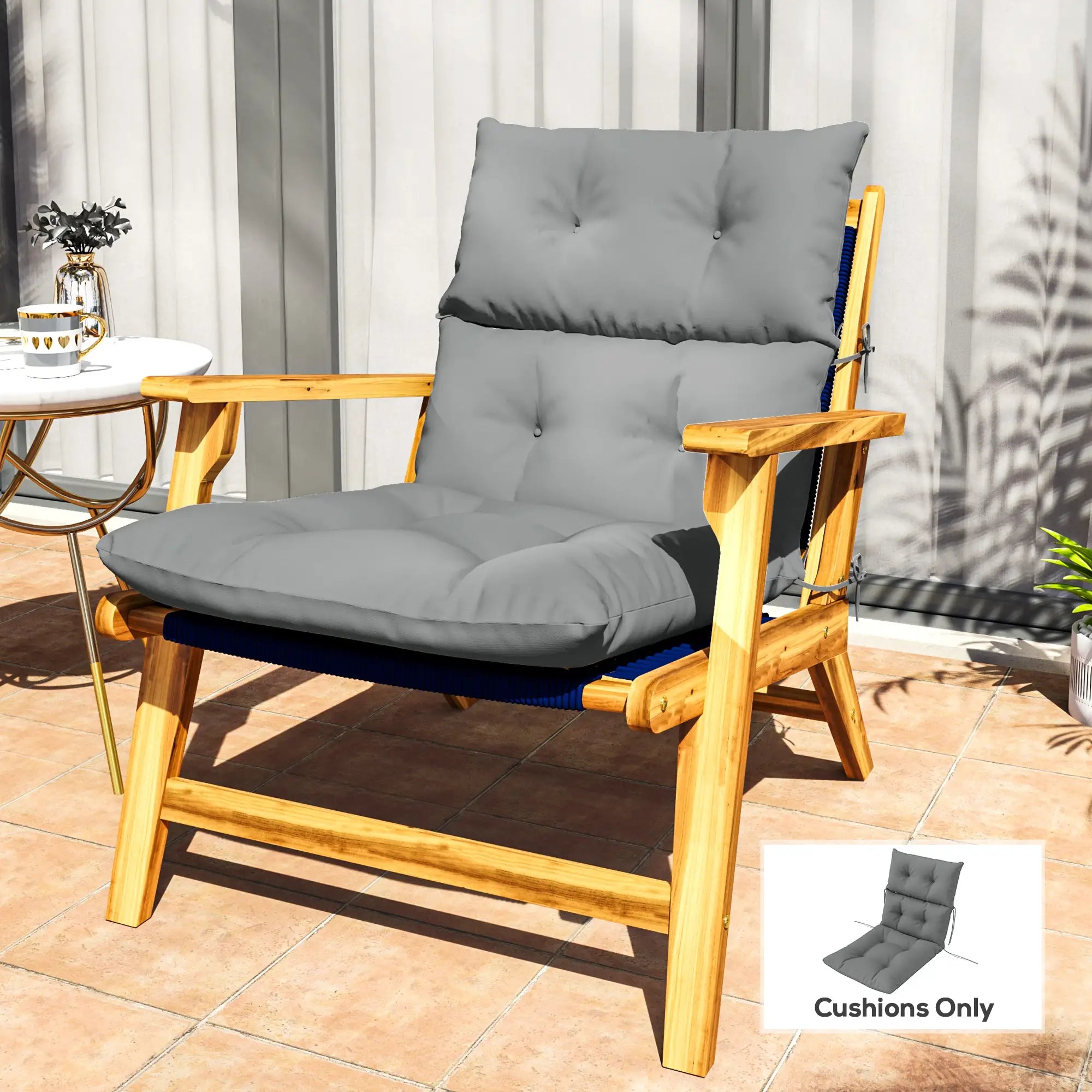 Adirondack Chair Cushion, Tufted with Ties, Non-Slip, Light Grey Patio Chair Cushions at Gallery Canada