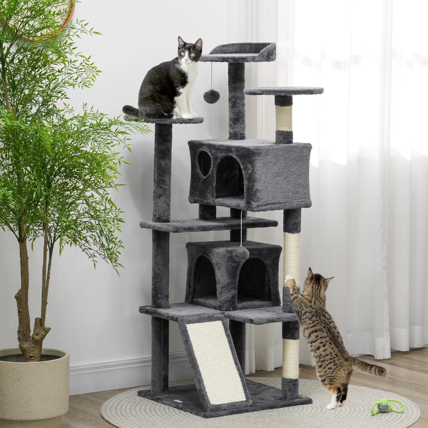 54 Cat Tree, Multi-Level Tower with Scratching Posts, Condos, Dark Grey Cat Towers at Gallery Canada